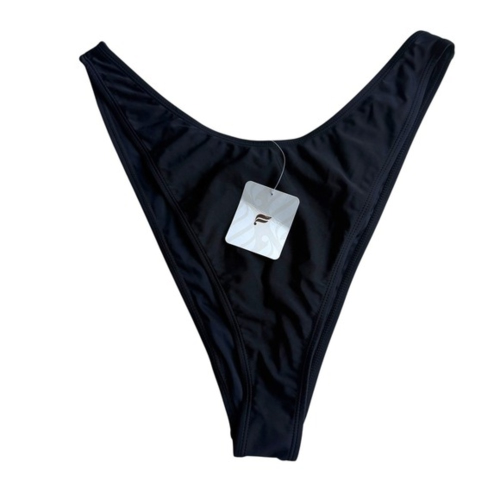 NWT Fabletics NOA High Cut Swim Brief Bikini Bottom Black Size XXL